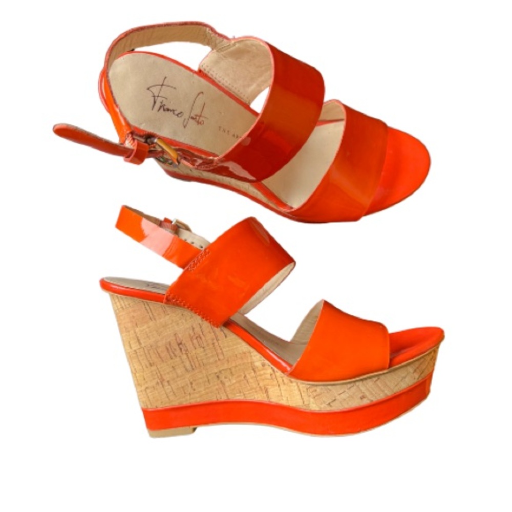 Franco Sarto Orange Wedges with Sleek Two-Strap Design